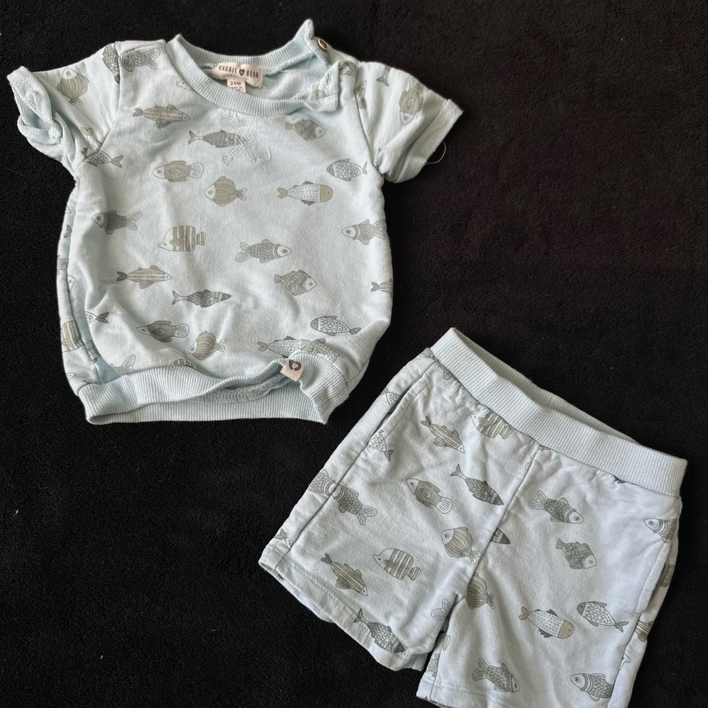 Boys Clothing Bundle, Rabbit + Bear Matching Set, Honest Brand Onesie